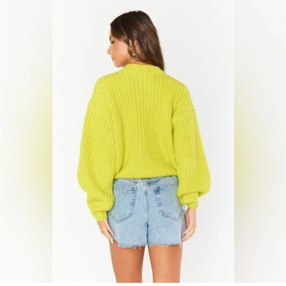 Show Me Your Mumu Sweater Bailey Green Cable Knit Crewneck  Various Sizes NWT - Picture 9 of 10